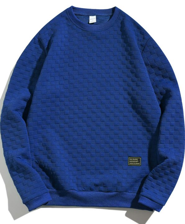 Felpa casual da uomo a quadri - Maglia morbida e ampia con scollo rotondo e maniche lunghe, per l'inverno e l'autunno_voghion.com