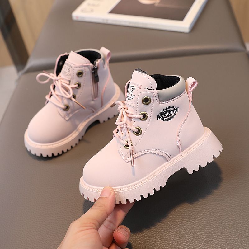 Autumn and winter new classmates girls leather boots baby small yellow boots boys Martin boots children fashion short boots_voghion.com