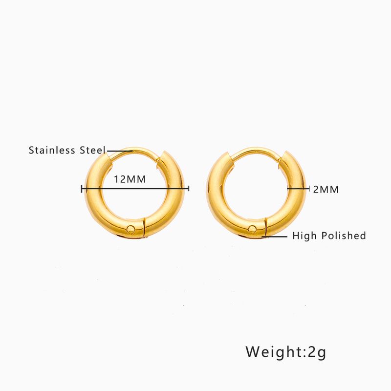 Unisex Jewelry Fashion popular stainless steel coil earrings  gold plated earrings gold pigment ring titanium steel ear buckle earrings earrings_voghion.com