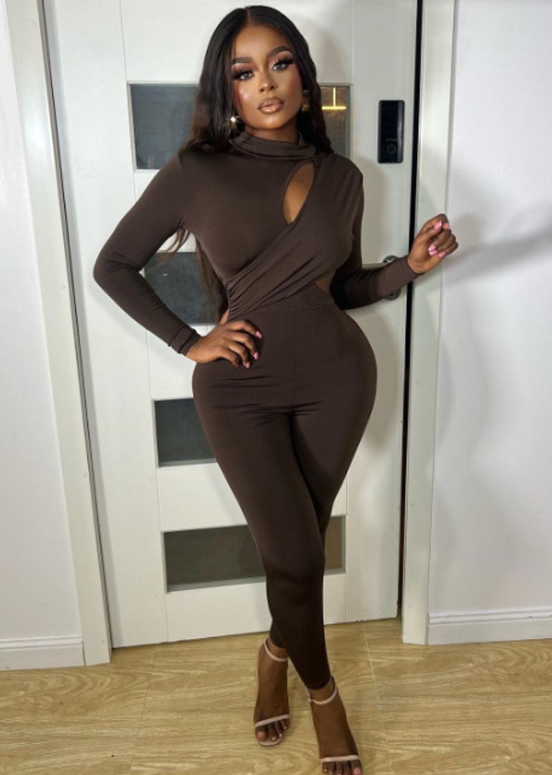 Women's one-piece pants tight fitness jumpsuits Cut-out jumpsuits_voghion.com