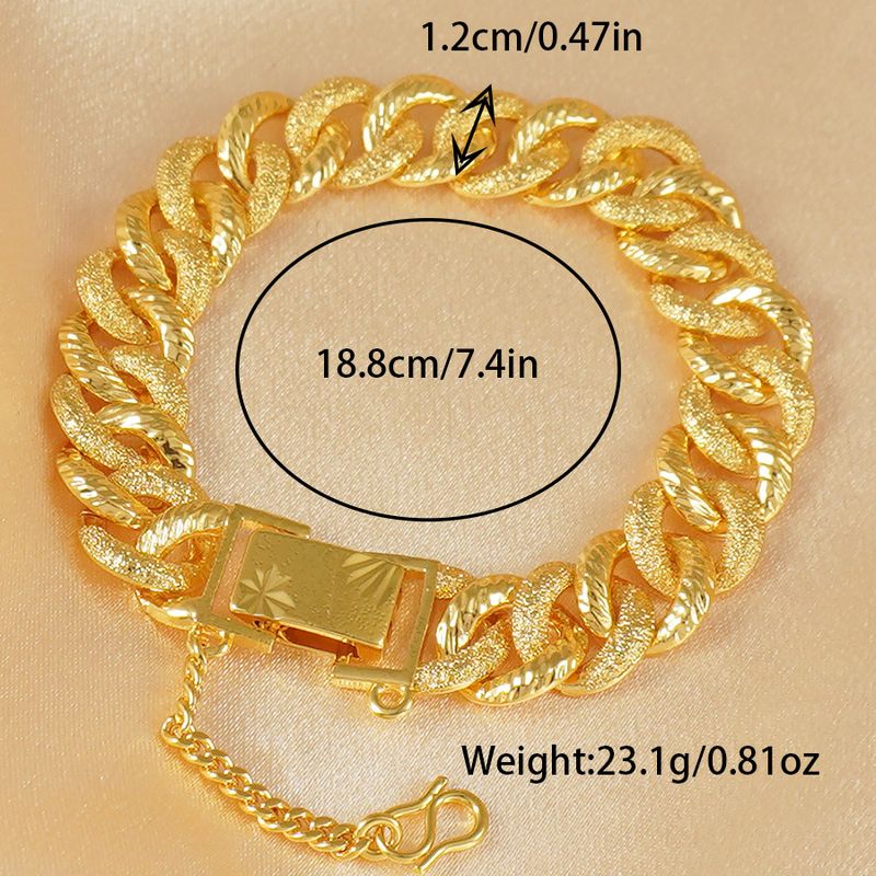 Lujosa pulsera de cadena cubana esmerilada bañada en oro para mujer, estilo hip-hop, ideal para bodas y para el día a día._voghion.com