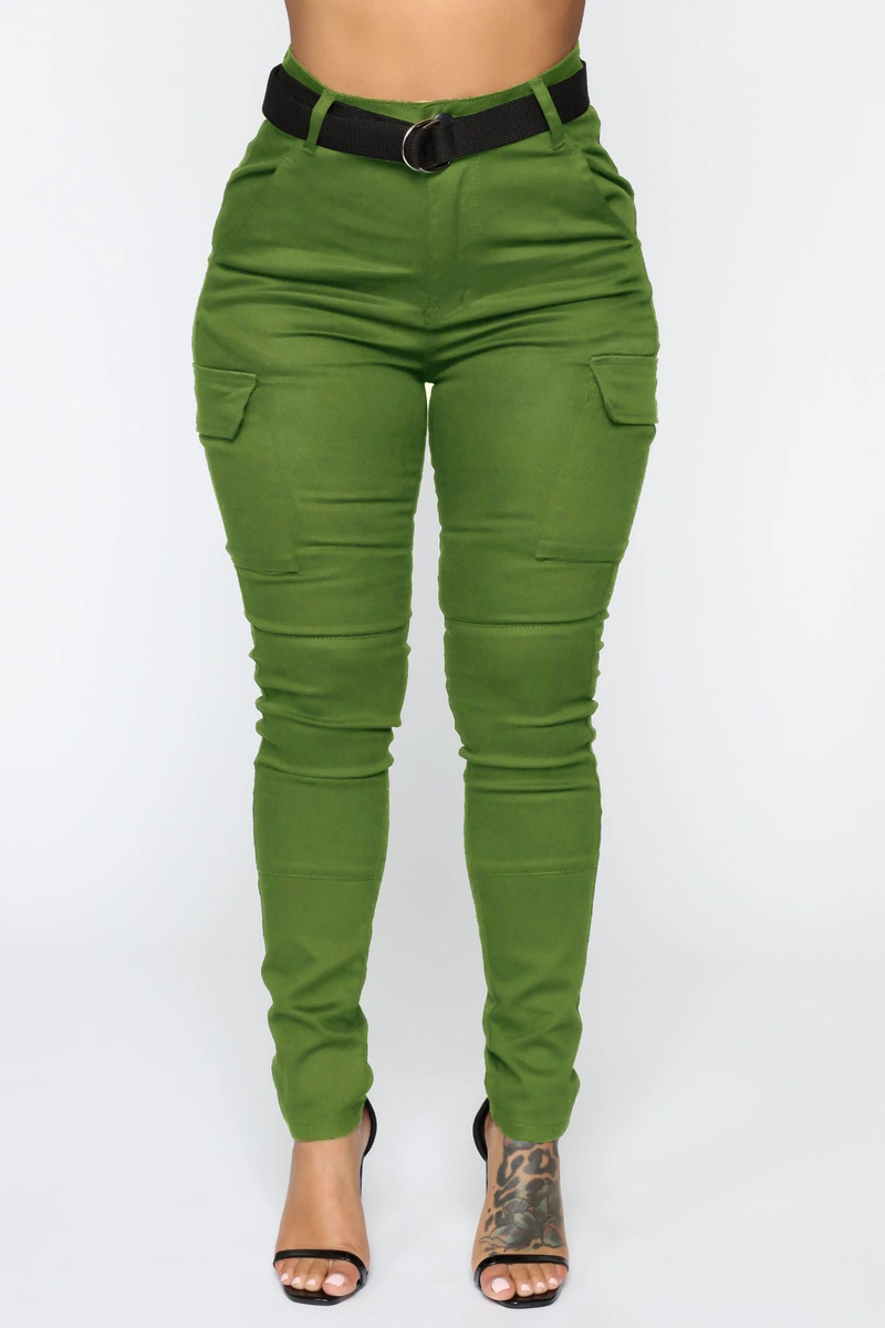 Damenbekleidung Cargohose Stretchgürtel Jogginghose_voghion.com