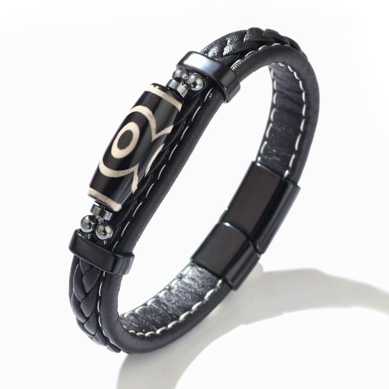 Herrenschmuck Retro-Armbänder Ethno-Stil Herrenarmbänder Modisches handgewebtes Herrenarmband aus dunkelblauen Dzi-Perlen_voghion.com