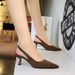 8295 European And American Style Suede High Heels Pointed Toe Hollow Wine Glass Heel Women's Shallow Mouth Back Strap_voghion.com