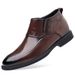 Braune Business-Schuhe für Herren, neue formelle Freizeitschuhe für Herren im Frühjahr, kurze Lederstiefel mit seitlichem Reißverschluss und mittlerer Spitze_voghion.com