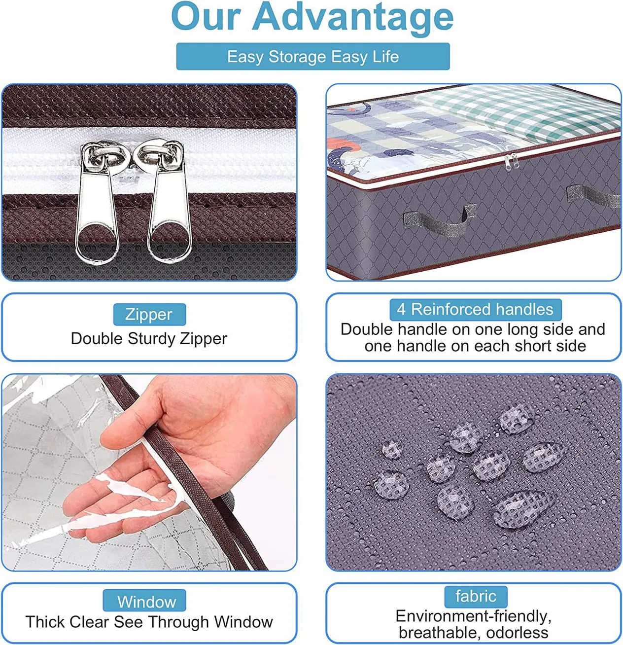 Boîte de rangement sous le lit, boîte de rangement transparente pour vêtements, sac de rangement pliable pour couette domestique_voghion.com