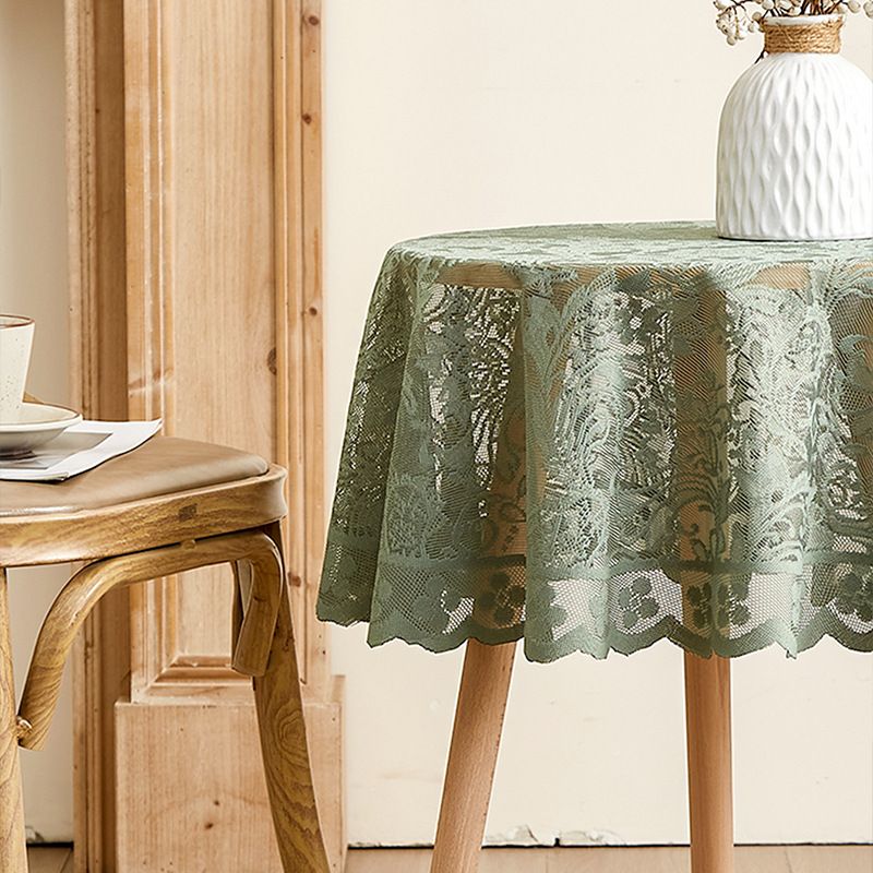 Stylish Polyester Round Tablecloth With Floral Pattern – Non-Slip, Heat-Resistant & Durable Table Cover For 90cm & 180cm Tables (White/Green Options)_voghion.com