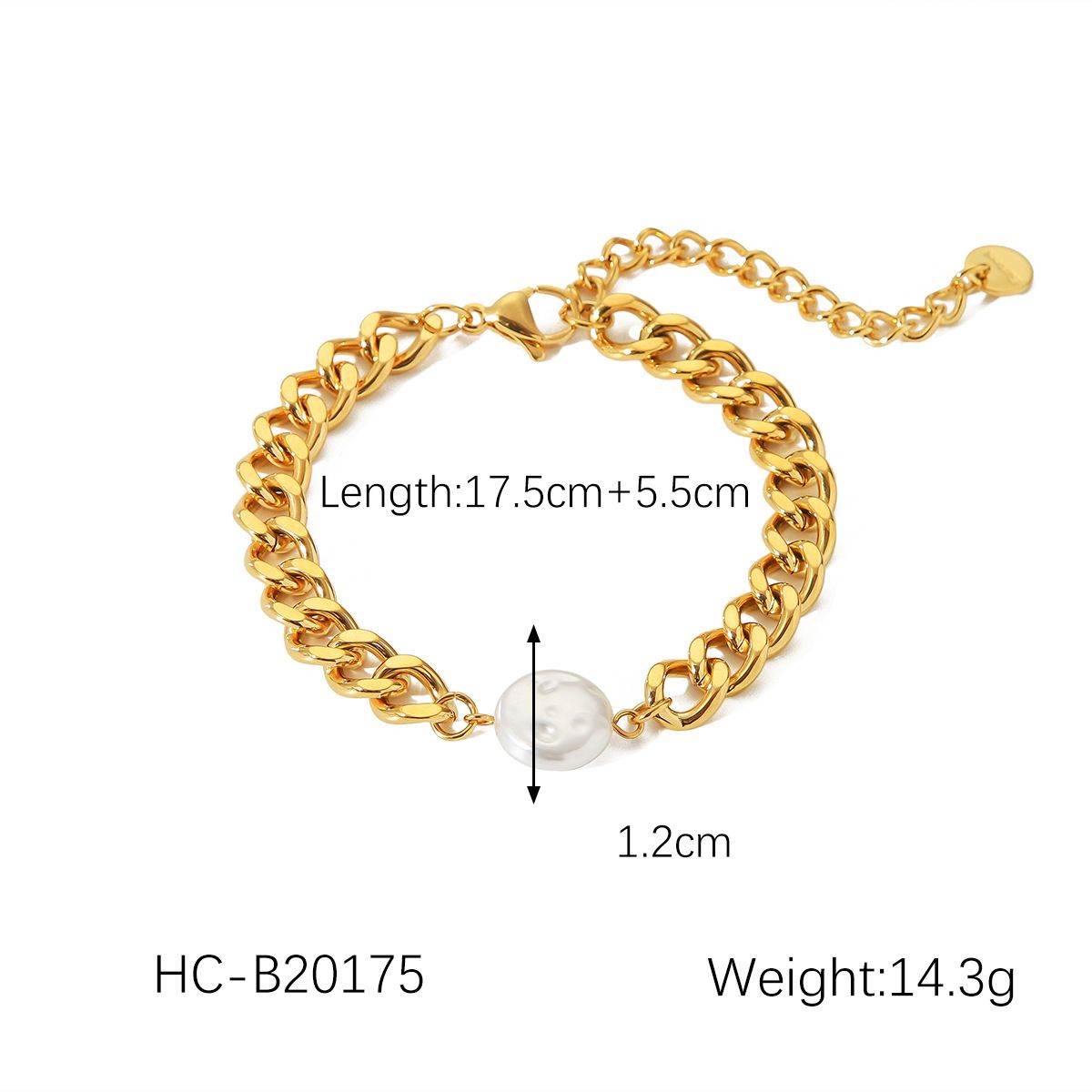 Ins Style Fashion Trend Barock Perle Edelstahl Kubanische Kette Für Frauen Nicht-Fading Armband_voghion.com