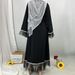 Neue Mesh-Ärmel Saum Moslemisches Abaya Eid Lange Kleider Schwarz Weiß Rand Kaftan Kaftan Marocain Femme Mode Bescheidene Frauen Kleidung_voghion.com