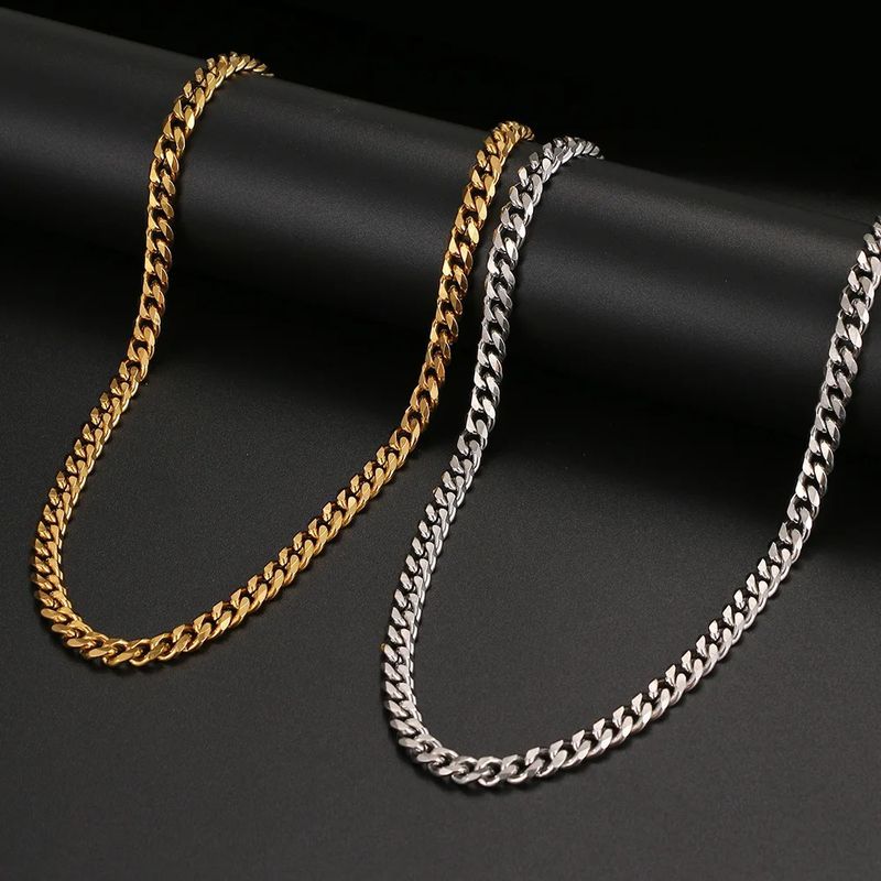 Six-Sided Stainless Polished Hip-Hop Versatile Cuban Fashion Titanium Steel Necklace Men's Simple Sweater Chain_voghion.com