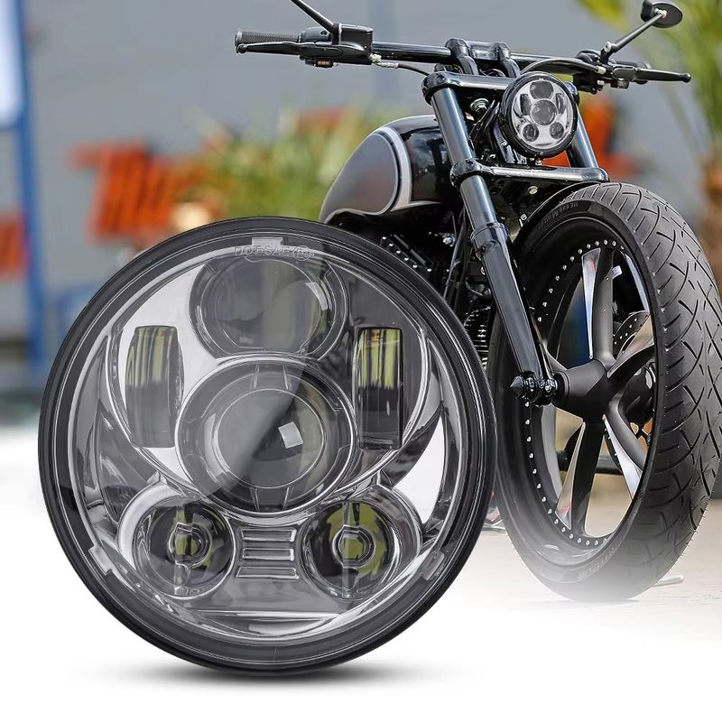 Faro delantero LED de 5,75" para motocicleta, DRL universal para Harley Sportster 1200, 883, Street Rod 750, 500, Indian Scout Sixty, Bobber_voghion.com