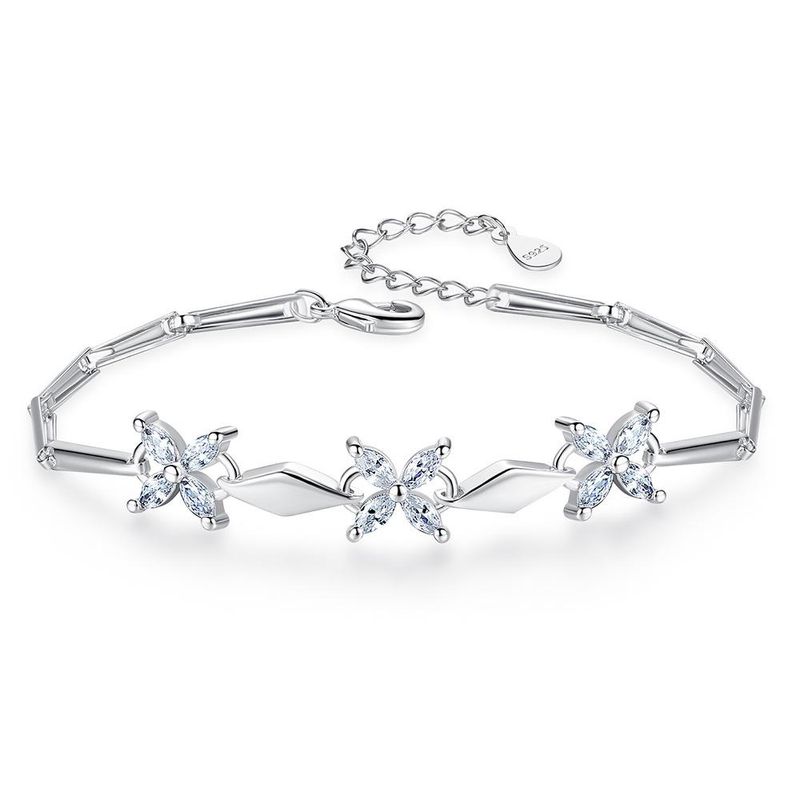 New Korean S925 Silver Plated Bracelet, Women's Fashion Zircon Bracelet, Fashion Jewelry_voghion.com