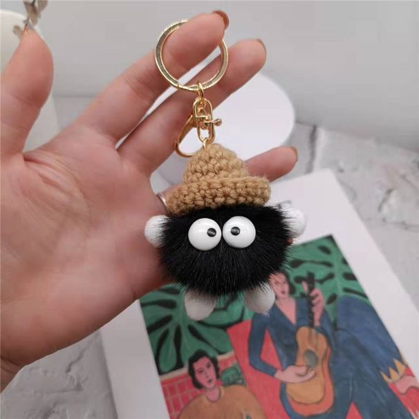Dumb Small Coal Ball Plush Pendant Car Key Chain Pendant Cartoon Pendant Net Red Bag Plush Pendant_voghion.com