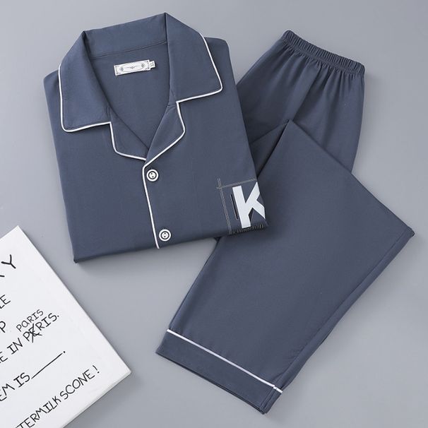 Pomladni in jesenski novi bombažni casual kardigan z dolgimi rokavi, ovratnik, moška pižama, velika ohlapna domača oblačila,_voghion.com