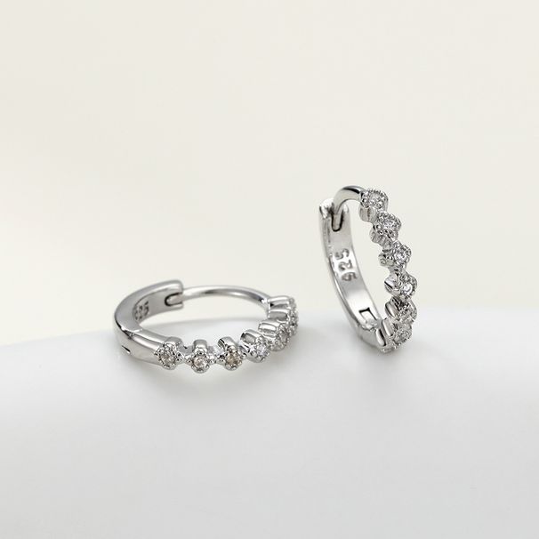 Earrings Round Flower Single Row Diamond Earrings With Inner Circle Ear Clips_voghion.com