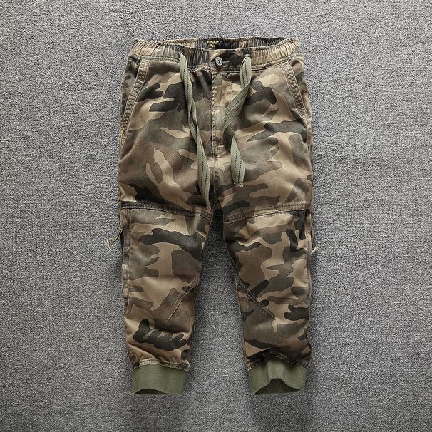 Pantaloni da lavoro larghi e casual da uomo, modello Capo Camouflage Mid, con allacciatura alle gambe_voghion.com