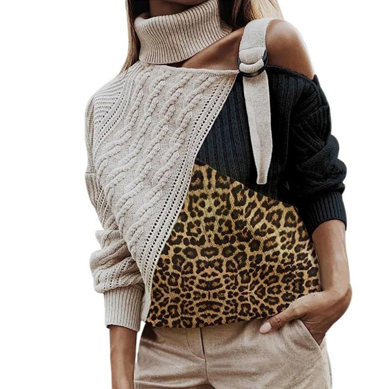 Women's fashion Leopard patchwork sweater_voghion.com