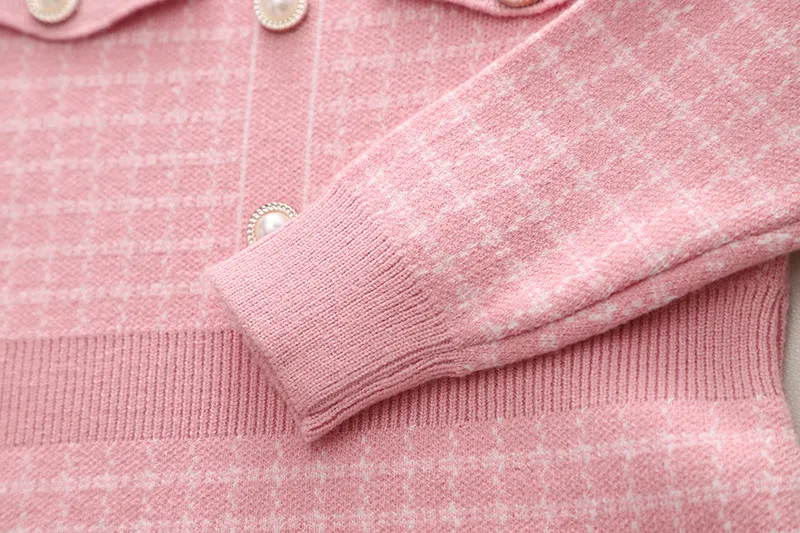 Robe pull tricotée à petits carreaux pour enfants, nouvelle collection automne/hiver, vent parfumé, poche à carreaux, trésor pour femmes_voghion.com