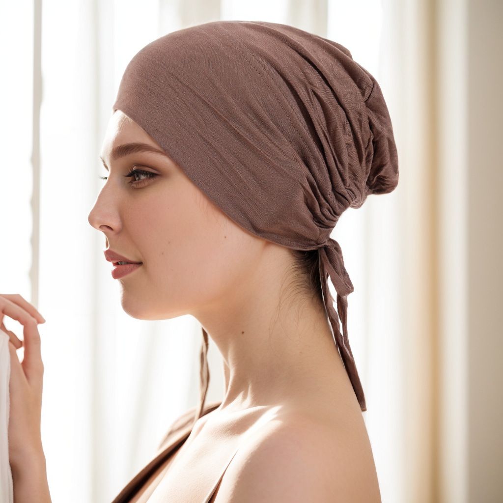 Moslimhoed Modal gemerceriseerd katoen elastische elastische stropdas kap met verstelbare turana chemo kap_voghion.com