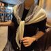 Gaohe Simple Versatile Black and White Striped Indonesian Women's Headscarf 100cm Large Square Scarf Shawl_voghion.com