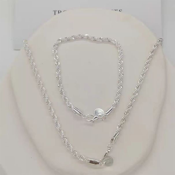 Najlepiej sprzedający się męski 3mm łańcuszek naszyjnik bransoletka prosty hip hop pozłacany skręcany łańcuszek linowy dostępny wyłącznie_voghion.com