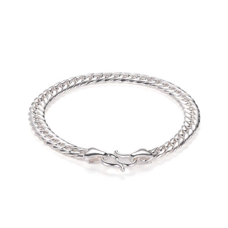 Sterling Silver Niche Bracelet For Men Trendy Luxury Men's Simple And Elegant Hip-Hop Cuban Single Design Tank Chain_voghion.com