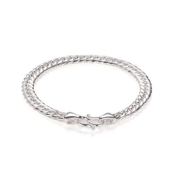 Sterling Silver Niche Bracelet For Men Trendy Luxury Men's Simple And Elegant Hip-Hop Cuban Single Design Tank Chain_voghion.com