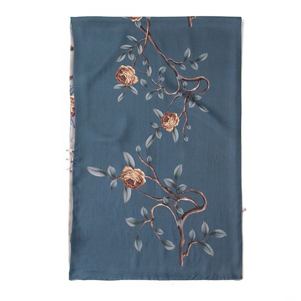 Mulberry Silk Women's Gift Box 2024 Versatile Double Layer Rose Print Long Scarf and Sunscreen Shawl_voghion.com