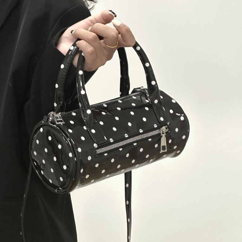 Damen-Beuteltasche, gepunktete Einkaufstasche, zylinderförmige Tasche mit Farbkontrast, Hottie-Stilvolle Pendler-Einkaufstasche_voghion.com