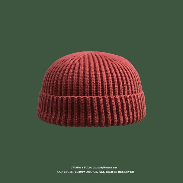Cappello di pelliccia di melone caldo corto autunnale e invernale da uomo, berretto a cupola lavorato a maglia, cappello freddo, cappello di lana alla moda hip-hop da strada da donna_voghion.com