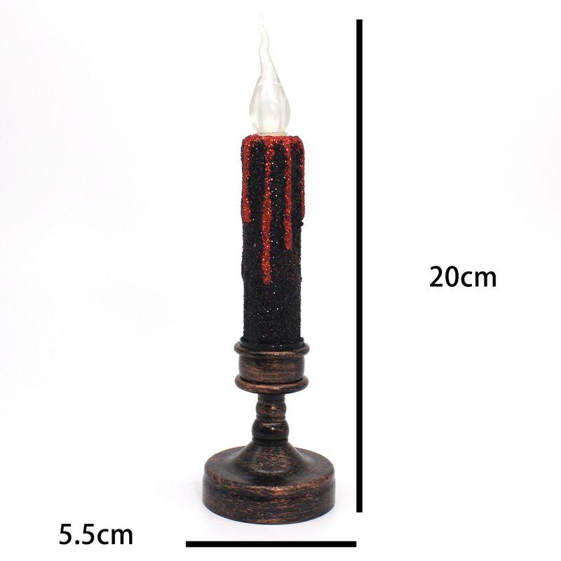 Flameless LED Candle Set - 2pcs Battery-Operated Flickering Candles With Metal Powder-Coated Stands, Gothic Halloween Decor_voghion.com