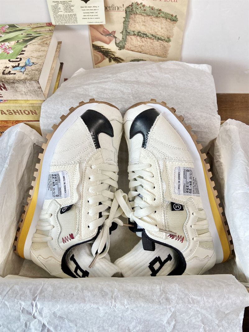 P Xu Xiaoshu Nischdesign Våffelsneakers med tjocka sulor Kvinnliga Ins Studenter Andas Casual Running Daddy Skor_voghion.com