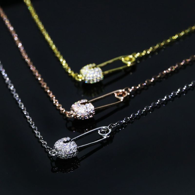 Collana con spilla in argento puro S, creativa, con catena per clavicola intarsiata con diamanti, pendente versatile alla moda per le donne_voghion.com