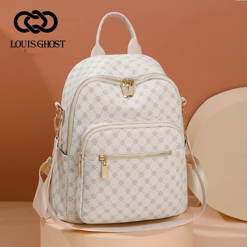 Rucksack Mode frauen 2024 Neue Rucksack Retro Gedruckt Buchstaben Große Kapazität Drei Zweck Rucksack frauen Ausgehende Reise_voghion.com