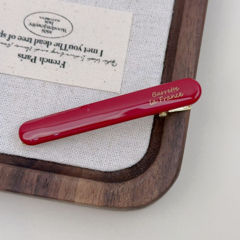 K-Style Of The New Color Gold Label Acetic Acid Texture Hairpin Duckbill Elegant Simple Small Baguette Side Broken Hair_voghion.com