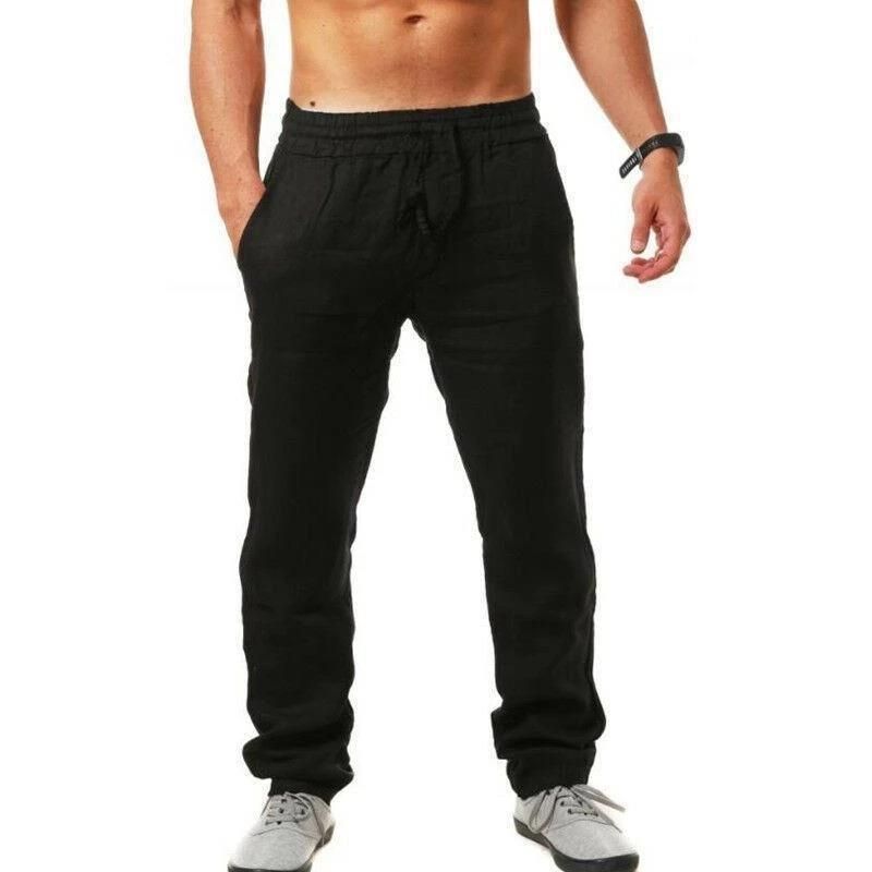 Men's clothing hip hop breathable cotton hemp loose casual sweatpants_voghion.com