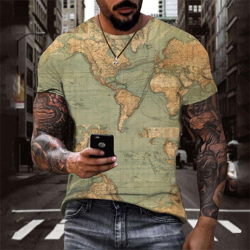 Sommer Herren Grafik T-Shirt Pullover O Hals bedruckt 3D übergroßes Designer Top schwarz lässige Vintage Herrenbekleidung_voghion.com
