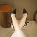 398-5 For Women's New Thin High Heel Pointed Shoes With Headband Splicing To Show Slim, Unique, Sexy Single_voghion.com