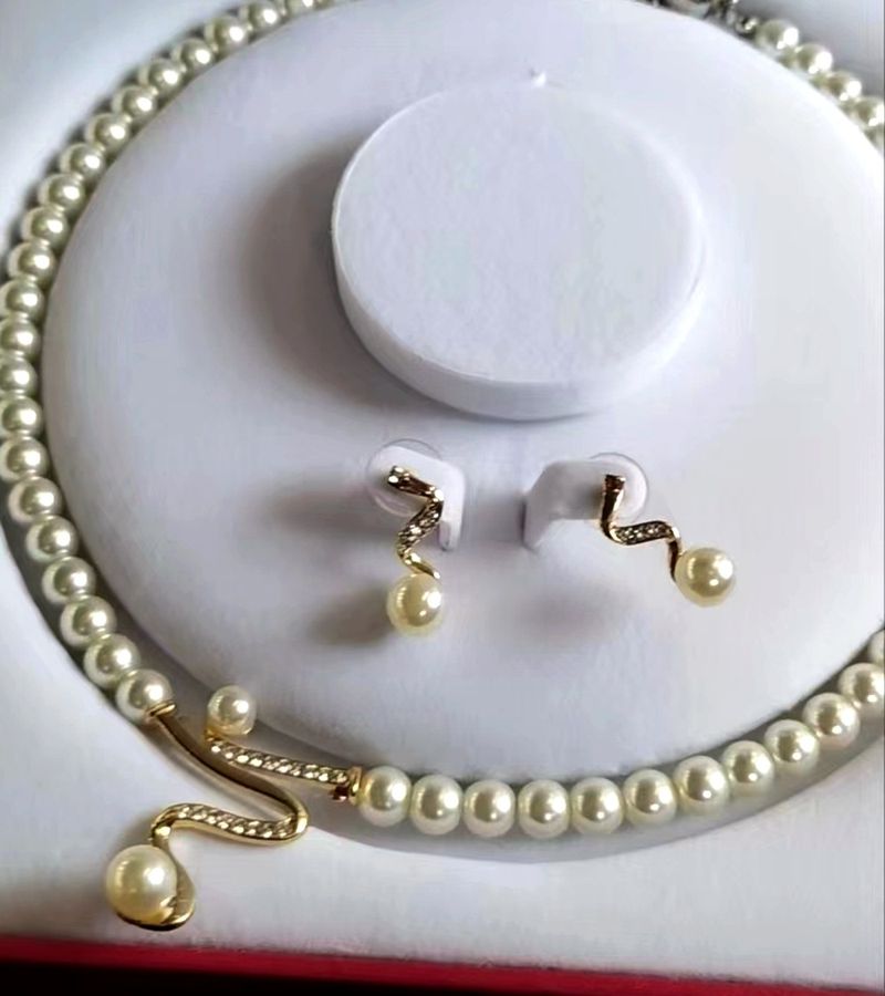 Koreanischen stil strass perlenkette ohrringe halskette set brautjungfer und braut schmuck hochzeit abendkleid hochzeit schmuck_voghion.com