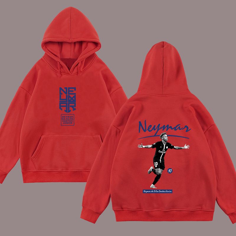 Felpa con cappuccio a maniche lunghe da corsa Neymar stampata sul davanti e sul retro da calcio 370G per uomini e donne_voghion.com