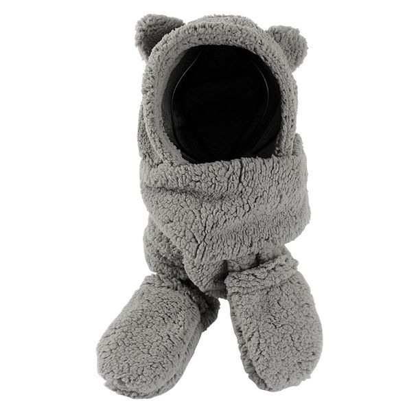 Set di tre pezzi in tinta unita per autunno inverno, caldo e carino, cappello spesso in peluche, guanti, sciarpa, sciarpa genitore-figlio_voghion.com