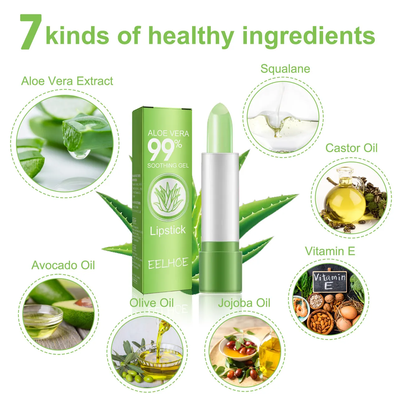 EELHOE Aloe Vera krāsu mainošs lūpu balzams Lūpu mitrinošs pīlings Pīlinga mitrinoša kopšana Pilnību piešķirošs krāsu mainošs lūpu balzams_voghion.com