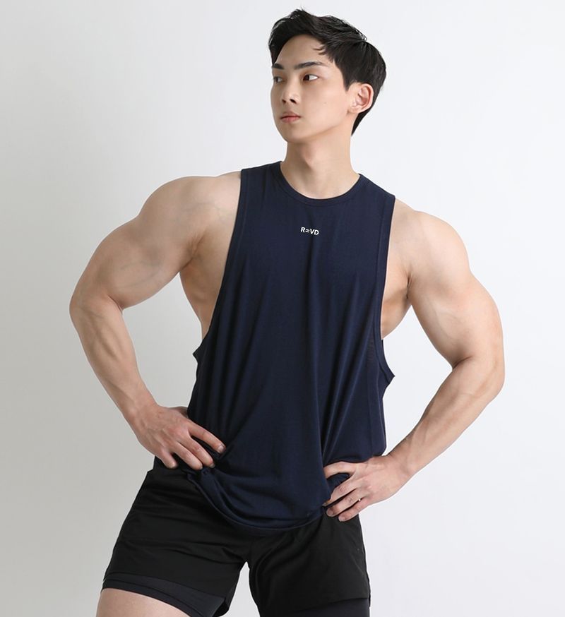 Summer New Men's Fiess Large Training Breathable Elastic Moisture Absorbing Sweat-wicking Sleeveless Tank Top_voghion.com
