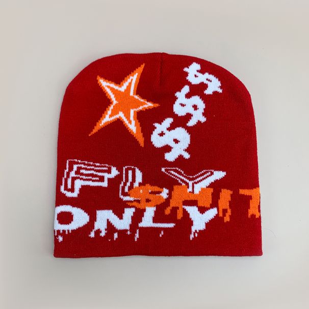 Hip Hop Beanie With Bold Letter Print - Unisex Winter Knit Cap For Streetwear Fashion (Multiple Colors & Sizes)_voghion.com