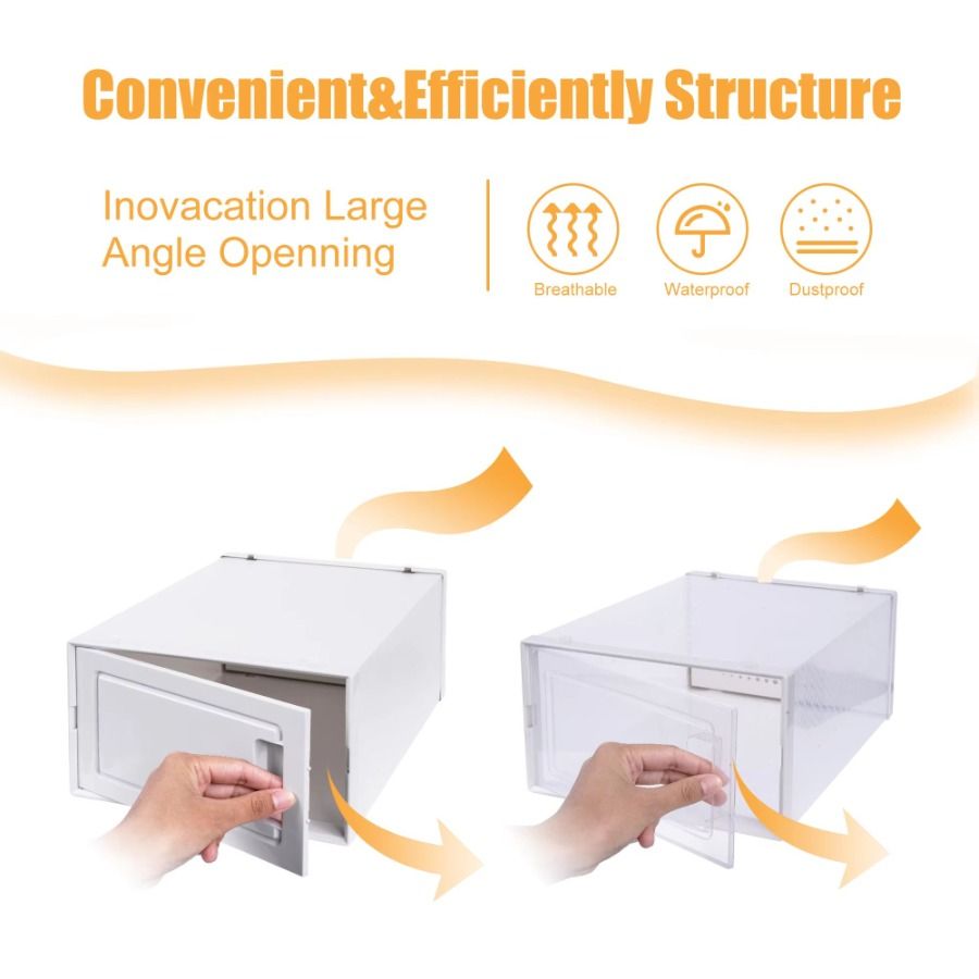 Scatole trasparenti e bianche per riporre le scarpe, resistenti all'umidità e alla polvere, confezione da 18 pezzi_voghion.com