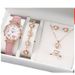 Set da 6 orologi al quarzo con cinturino a farfalla tempestato di diamanti + set di cuori rosa_voghion.com