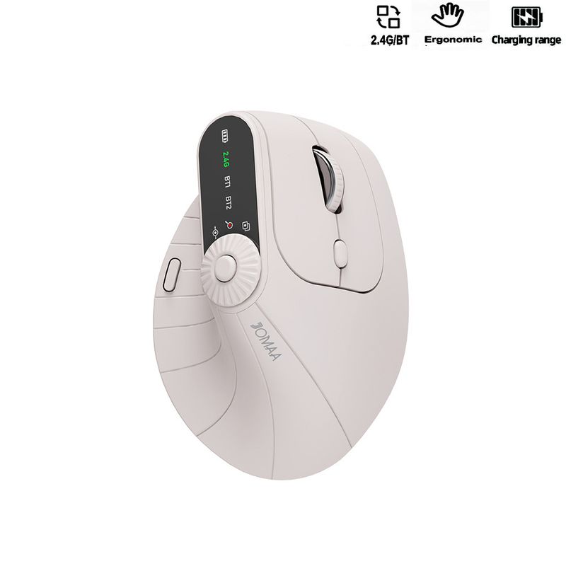Ergonomic Wireless Mouse – 2.4G & Bluetooth 5.0 Dual Mode, 1600DPI, 7-Button, 4-Way Scroll (CP008688)​_voghion.com
