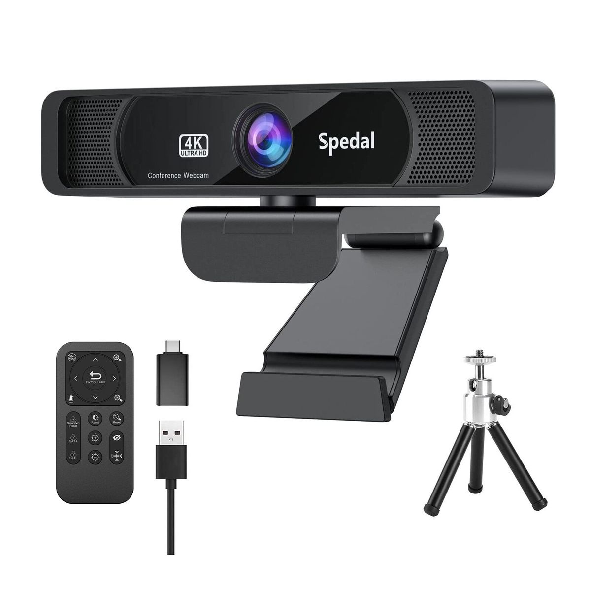 Webcam 931 HD 4K 30 ips grand angle 120° avec microphone, télécommande, streaming, conférence PC, Windows Linux_voghion.com