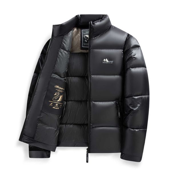 Men's Lightweight Quilted Jacket With Stand Collar, Zip-Up Short Coat For Casual Winter Wear, Trendy Puffer Coat For Young Adults_voghion.com