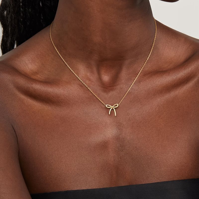Gouden ketting voor vrouwen, strikketting, sierlijke gouden ketting, schattige kleine strikhanger, chokerketting, trendy kettingen voor vrouwen, gouden sieraden_voghion.com